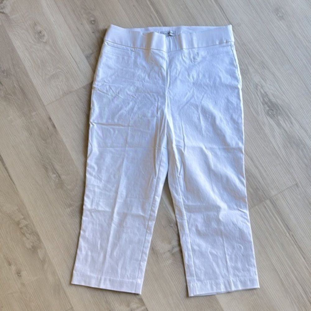 Kim Rogers White Stretch Pull On Capri Pants Size 10